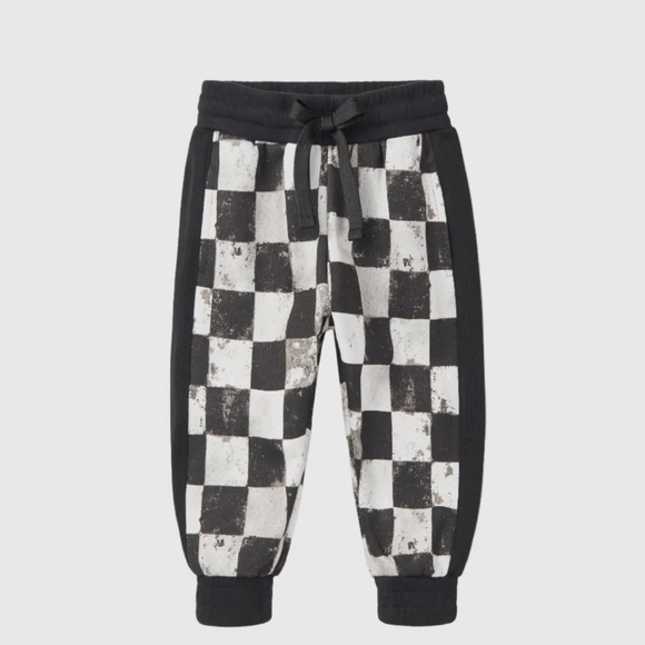 Little Bipsy Kids Checkered Black and White Joggers - Picture 2 of 6
